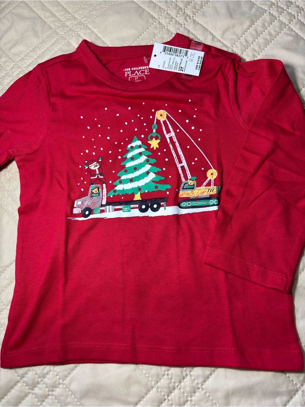 Children's Place 2T Holiday Crane Decorating Tree Tee